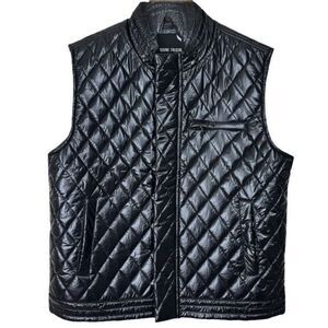 Stone Falcon Wms Sz Med Black Full Zip Light Quilted Puffer Vest